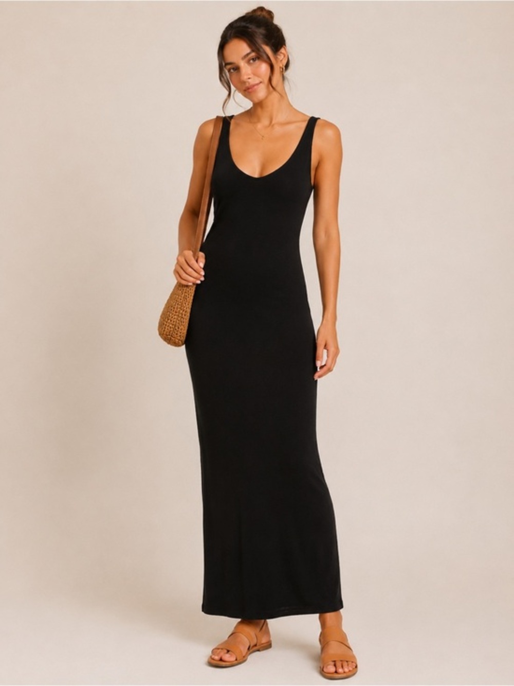 5/$25 🎉 Black Sleeveless Bodycon Maxi Dress | Size Small